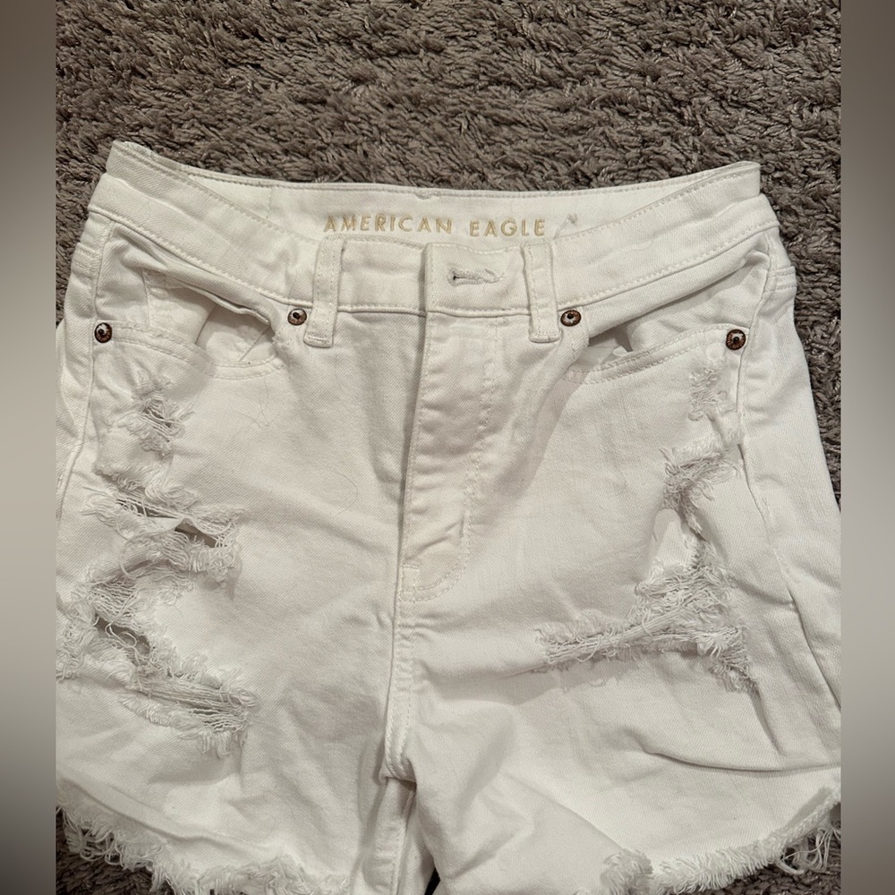American Eagle white jean shorts. Size zero